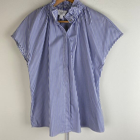 Tuckernuck Pomander Place Rae Blouse Size XS Blue Stripe Cotton Top - Picture 8 of 13